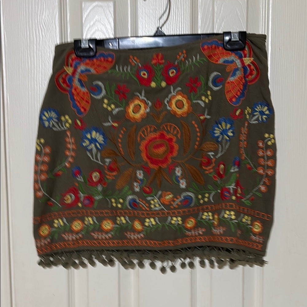 Embroidered Floral Skirt - Multicolor